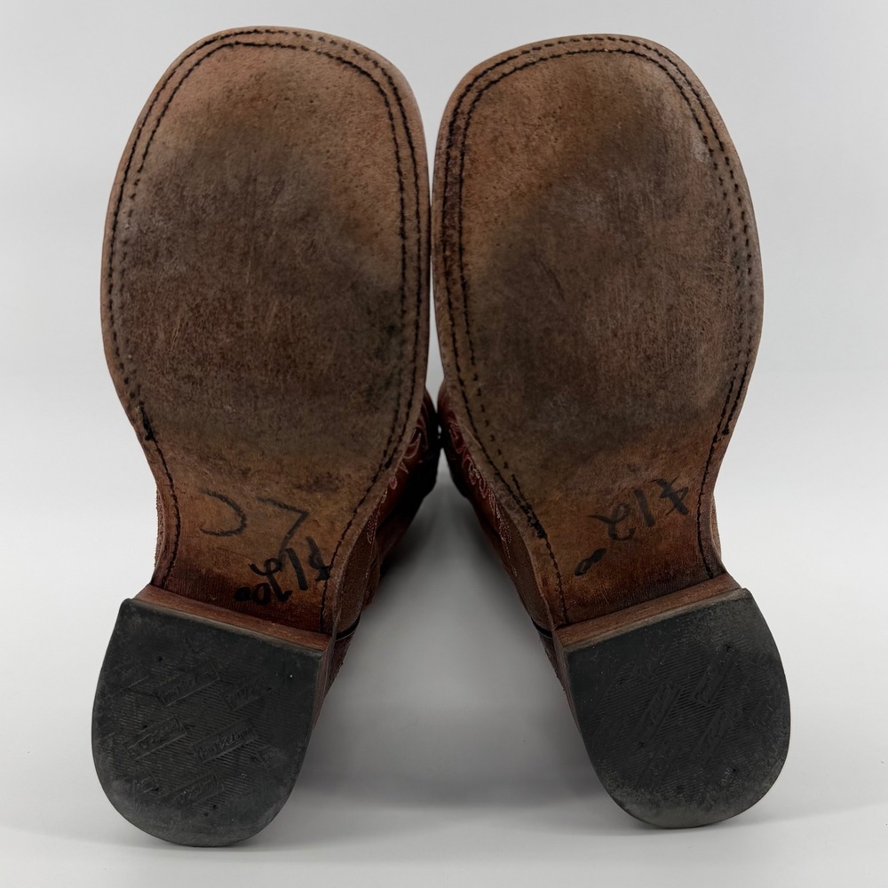 Tony Lama Women's 6.5 B Brown Western Cowboy Boots Square Toe Cross Embroidery - Picture 8 of 9